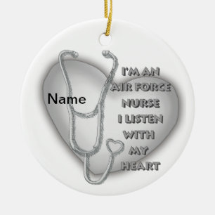Big Grey Heart Luchtmacht Verpleegster Keramisch Ornament