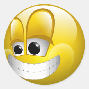 BIG GRIN FACE RONDE STICKER