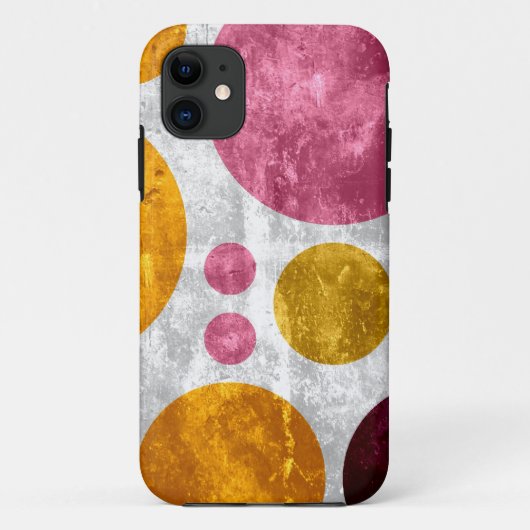 Big Grunge Retro Polka Dots | Roze gele bruin Case-Mate iPhone Case (Achterkant)