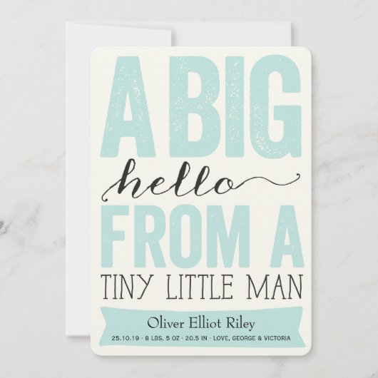 Big Hallo Little Man Baby Boy Aankondiging (Voorkant)
