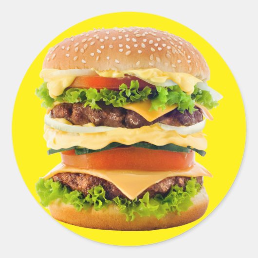 Big Hamburger Ronde Sticker (Voorkant)