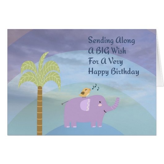 Big Happy Birthday Wish with Elephant for Child (Voorkant Horizontaal)