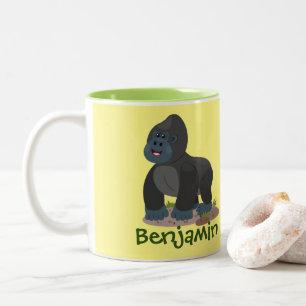 Big happy gorilla cartoon illustratie tweekleurige koffiemok