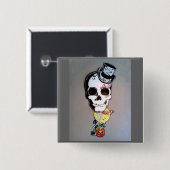 Big Head Skeleton Vierkante Button 5,1 Cm (Voorkant /achterkant)