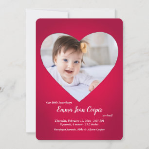 Big Heart Foto geboorteaankondiging Kaart