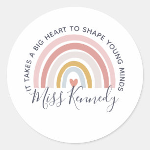 Big Heart tot Shape Young Minds Teacher Ronde Sticker