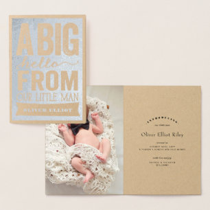 Big Hello Little Man Baby Boy Faire-part de naissa