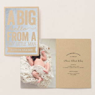 Big Hello Little Man Baby Boy Faire-part de naissa