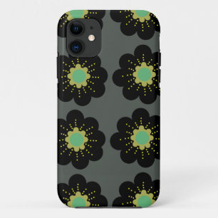 Big Hippie Flowers Black Hoesje-Mate iPhone Case