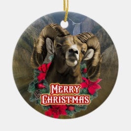 Big Horn Ram Kerstmis Keramisch Ornament