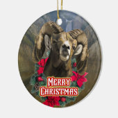 Big Horn Ram Kerstmis Keramisch Ornament (Links)