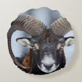 Big Horn Ram Sheep - Mouflon Rond Kussen (Achterkant)