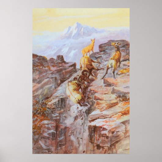 Big Horn Sheep van Charles M Russell Poster (Voorkant)