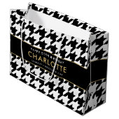 Big Houndstooth Verjaardag Elke Leeftijd 50e Wit Groot Cadeauzakje (Voorkant Gekanteld)