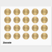 BIG HUG met metallisch gouden hart op goudgradiënt Ronde Sticker (Vel)