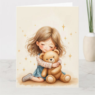 Big Hugs - Schattige meisje knuffelen Teddy Bear Kaart