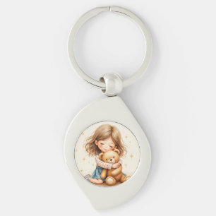 Big Hugs - Schattige meisje knuffelen Teddy Bear Sleutelhanger