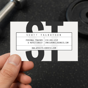 Big Initialen Monogram Personal Trainer Lichtgrijs Visitekaartje