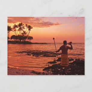 Big Island, Hawaï. Zonsondergang, Big Island Hawaï Briefkaart