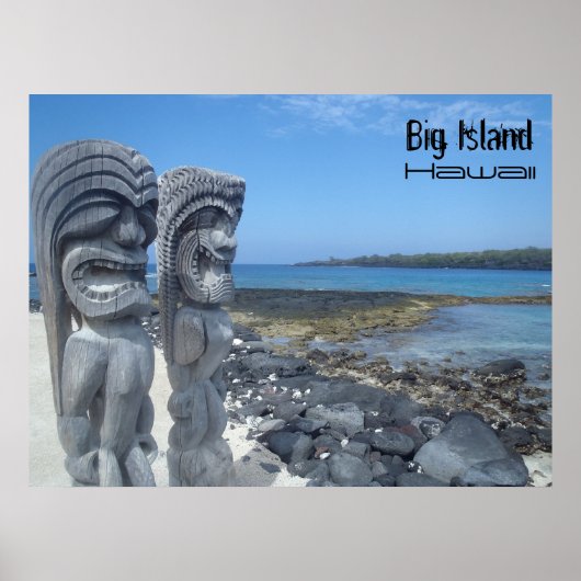 Big Island Hawaii tiki beelden poster (Voorkant)