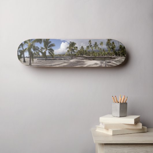 Big Island Hawaii Tropical Beach Palms Panorama Skateboard (Muurkunst (Horizontaal))