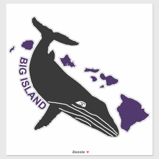 Big Island - Paarse Hawaii Islands Humpback Sticker (Vel)