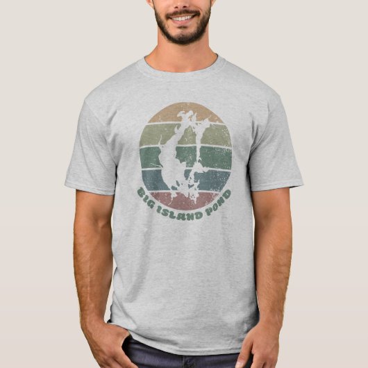 Big Island Pond Retro Dusty Greens T-shirt (Voorkant)