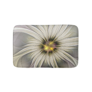 Big Ivory Flower, Abstract Modern Fractal Art Badmat