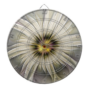 Big Ivory Flower, Abstract Modern Fractal Art Dartbord