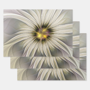 Big Ivory Flower, Abstract Modern Fractal Art Inpakpapier Vel