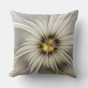 Big Ivory Flower, Abstract Modern Fractal Art Kussen
