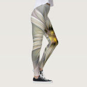 Big Ivory Flower, Abstract Modern Fractal Art Leggings (Rechts)