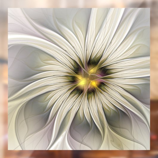 Big Ivory Flower, Abstract Modern Fractal Art Raamsticker (Vel 2)
