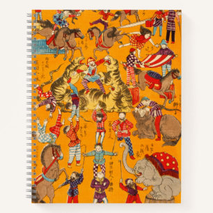 Big Japanese Circus woodblock print  Notitieboek