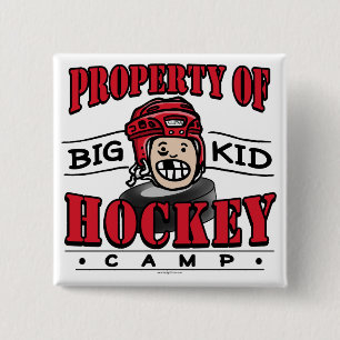 Big Kind Hockey Camp Red Helmet Vierkante Button 5,1 Cm