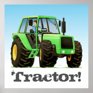 Big Kinder Custom Green Boerderij Tractor Poster