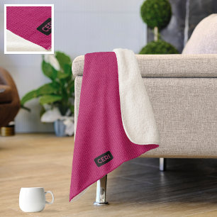 Big Knbreit Stitch-look - Cerise Pink-Initialen Sherpa Deken