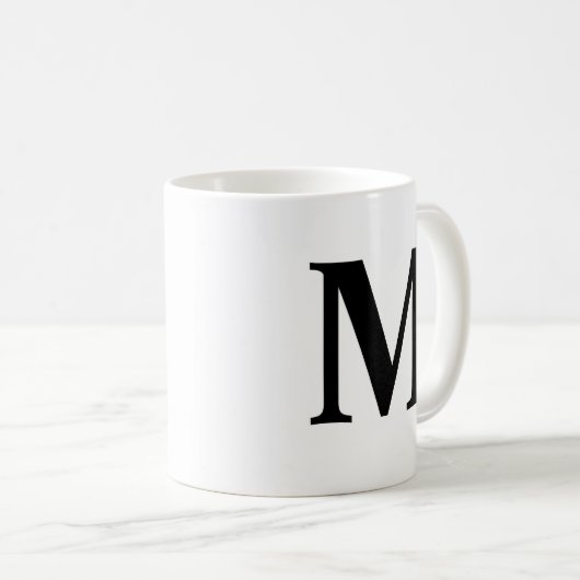 Big Letter Monogram Modern Minimale Zwart Wit Koffiemok (Voorkant rechts)