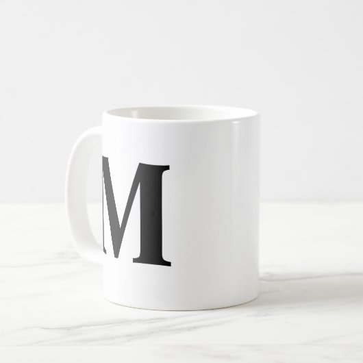 Big Letter Monogram Modern Minimale Zwart Wit Koffiemok (Voorkant links)