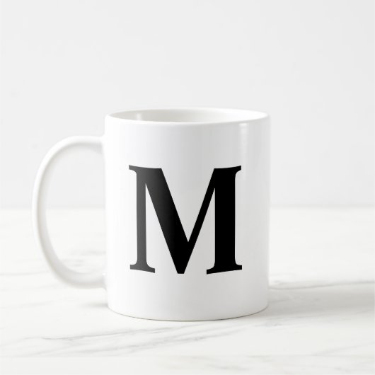 Big Letter Monogram Modern Minimale Zwart Wit Koffiemok (Links)