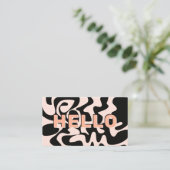 Big letters Hallo Modern Black en Pastel Pink Visitekaartje (Staand voorkant)