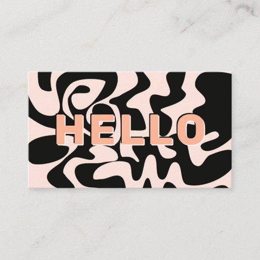 Big letters Hallo Modern Black en Pastel Pink Visitekaartje (Voorkant)