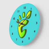 Big Lime Green Footprint Grote Klok (Hoek)