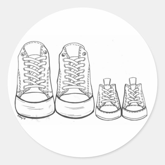 Big Little Sneakers laat nieuwe aankomende Baby zi Ronde Sticker (Voorkant)