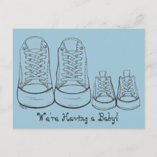 Big Little Sneakers New Baby Birth kondiging Aankondigingskaart