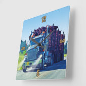 Big Logging Truck Drivers Wall Clock Vierkante Klok (Hoek)