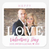 Big LOVE Modern Letters | Uw fotoroze script Vierkante Sticker (Voorkant)