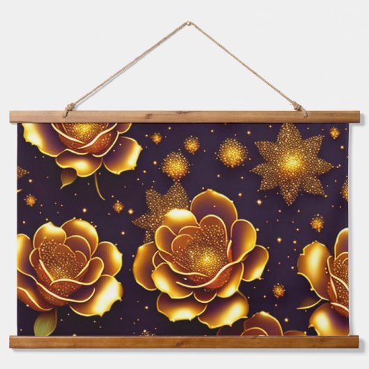 Big Luxury Gold Roos Modern Collectie Hangend Wandkleed (Voorkant)