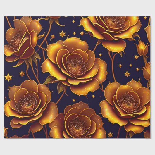 Big Luxury Gold Trendy Roos Collectie Cadeaupapier (Vlak)