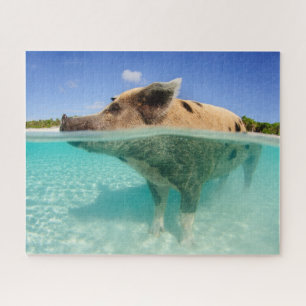 Big Mama Pig in het water Jigzaag Puzzle Legpuzzel